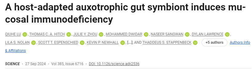 宿主適應的營養(yǎng)缺陷型腸道共生體誘導粘膜免疫缺陷
宿主適應的營養(yǎng)缺陷型腸道共生體誘導粘膜免疫缺陷