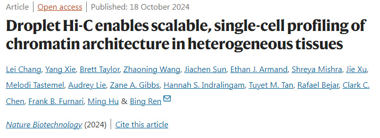 Droplet Hi-C能夠對異質組織中的染色質結構進行可擴展的單細胞分析 Droplet Hi-C能夠對異質組織中的染色質結構進行可擴展的單細胞分析