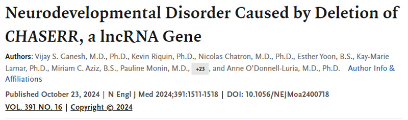 lncRNA基因CHASERR缺失引起的神經(jīng)發(fā)育障礙
lncRNA基因CHASERR缺失引起的神經(jīng)發(fā)育障礙