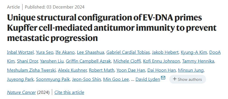 EV-DNA的獨(dú)特結(jié)構(gòu)配置啟動(dòng)庫普弗細(xì)胞介導(dǎo)的抗腫瘤免疫，以防止轉(zhuǎn)移進(jìn)展