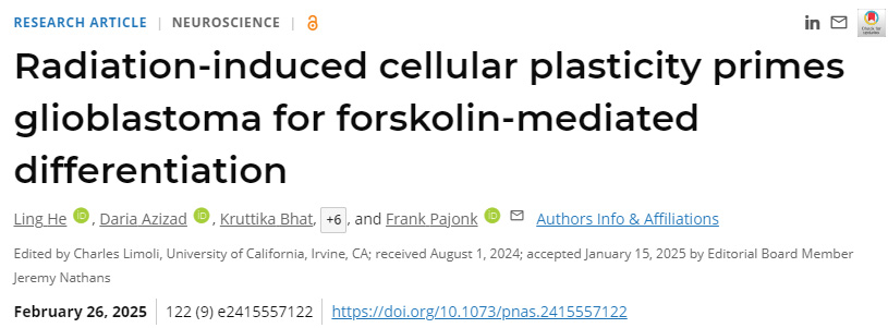 輻射誘導的細胞可塑性為膠質母細胞瘤提供了福斯可林介導的分化基礎