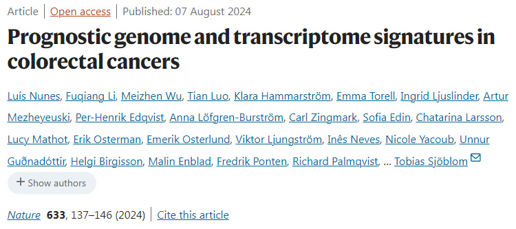 結直腸癌預后基因組與轉(zhuǎn)錄組特征