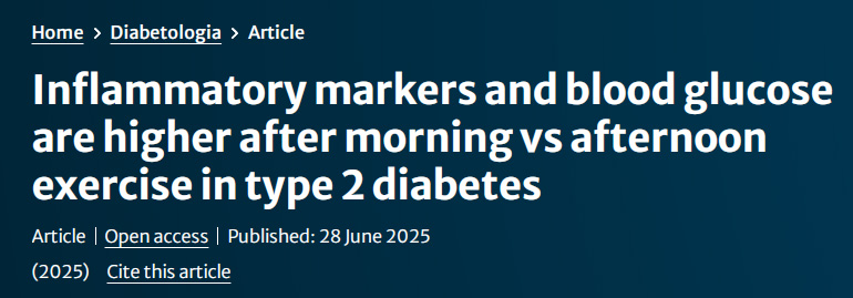 2型糖尿病患者晨練后炎癥標志物及血糖水平較午后運動升高更明顯 2型糖尿病患者晨練后炎癥標志物及血糖水平較午后運動升高更明顯