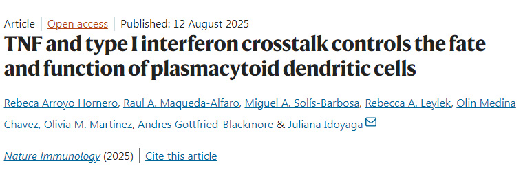 TNF與I型干擾素串?dāng)_調(diào)控漿細(xì)胞樣樹(shù)突狀細(xì)胞的命運(yùn)與功能