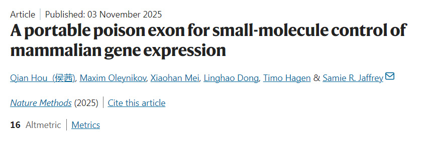 通用型毒性外顯子：小分子調(diào)控哺乳動物基因表達(dá)的新策略