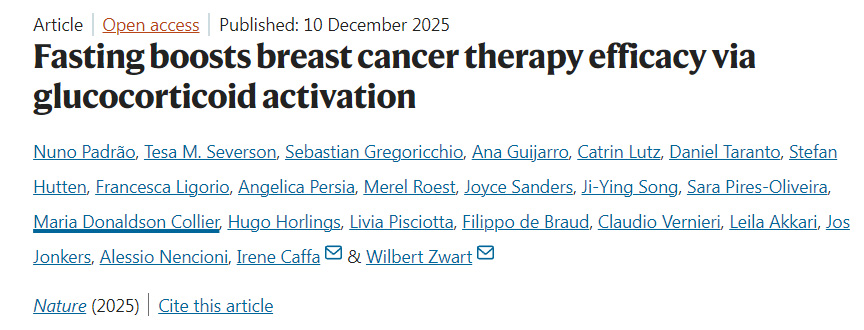 禁食通過激活糖皮質(zhì)激素提升乳腺癌治療效果