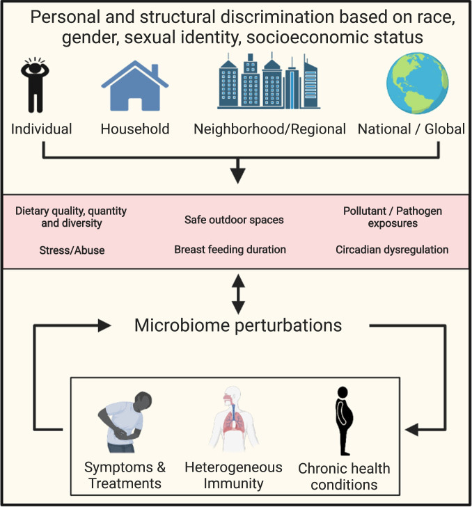 在人生的不同階段，多層面的歧視經(jīng)歷很可能通過各種途徑影響微生物組的結(jié)構(gòu)與功能