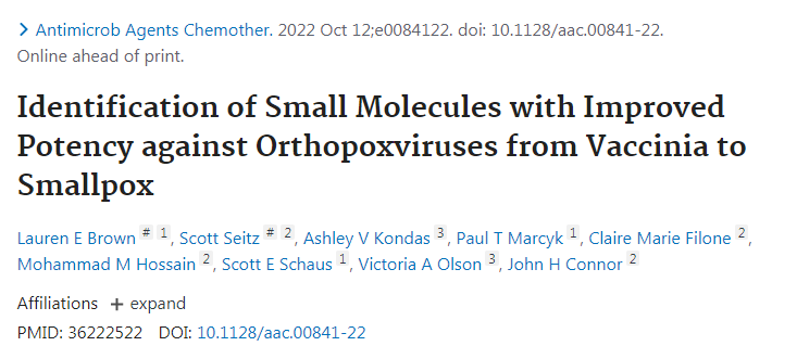 開發(fā)一種新型化合物可以用于預(yù)防所有經(jīng)測試的引起人類疾病的痘病毒