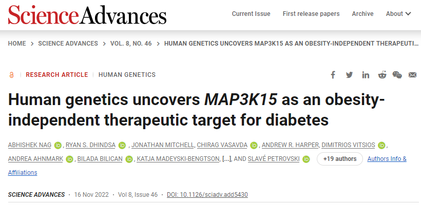 研究人員開始將MAP3K15作為糖尿病治療的潛在靶點(diǎn)