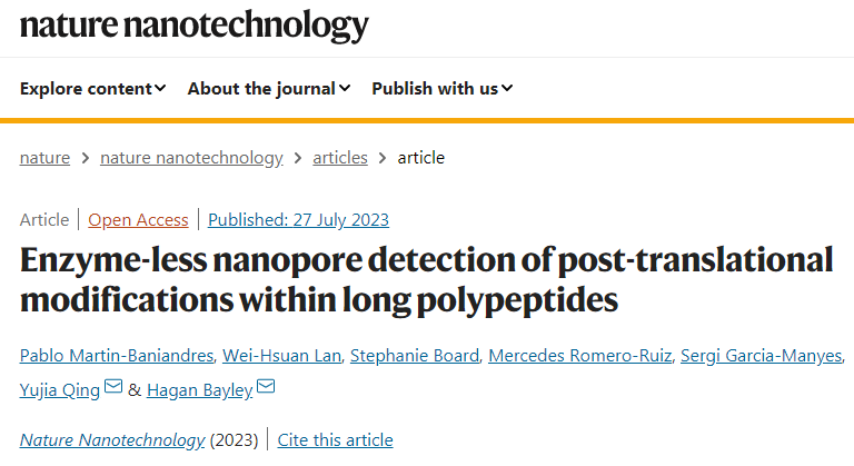 新型納米孔測序方法通過監(jiān)測線性化蛋白質(zhì)流過納米孔時產(chǎn)生的細(xì)微離子電流來檢測翻譯后修飾 新型納米孔測序方法通過監(jiān)測線性化蛋白質(zhì)流過納米孔時產(chǎn)生的細(xì)微離子電流來檢測翻譯后修飾