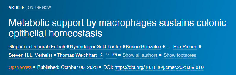 巨噬細胞的代謝支持維持結(jié)腸上皮穩(wěn)態(tài) 巨噬細胞的代謝支持維持結(jié)腸上皮穩(wěn)態(tài)