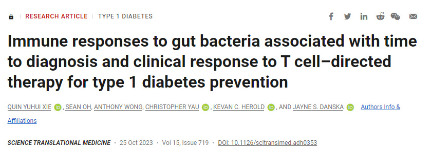 追蹤腸道微生物組如何影響1型糖尿病患者對替普魯單抗的反應