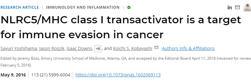 NLRC5/MHC I類反式激活劑是癌癥免疫逃避的靶點(diǎn) NLRC5/MHC I類反式激活劑是癌癥免疫逃避的靶點(diǎn)
