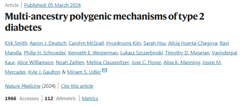 2型糖尿病的多祖先多基因機制