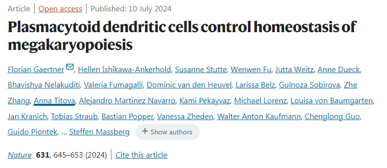 漿細胞樣樹突狀細胞控制巨核生成的穩(wěn)態(tài)